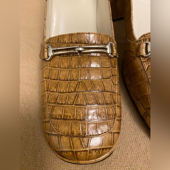 Coca by Maraolo Brown Crocodile Embossed Leather Print Platform Size 10 Classic - Picture 8 of 11